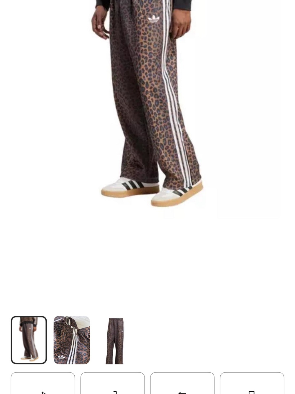 adidas Brown Leopard Print Track Pants with White Stripes